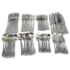 Buccellati Torchon Sterling Silver Dinner Set for 12 with 96 Pieces