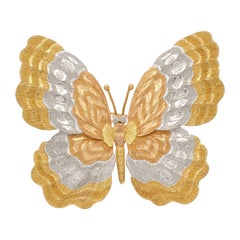 Buccellati Tri-Color Gold Butterfly Brooch