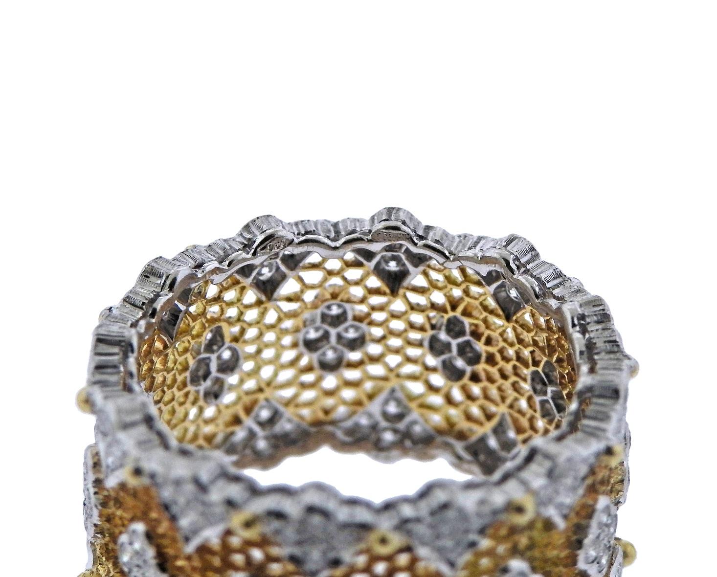 Buccellati Tulle Parigi Diamant Anneau de mariage en or Excellent état à Lambertville, NJ