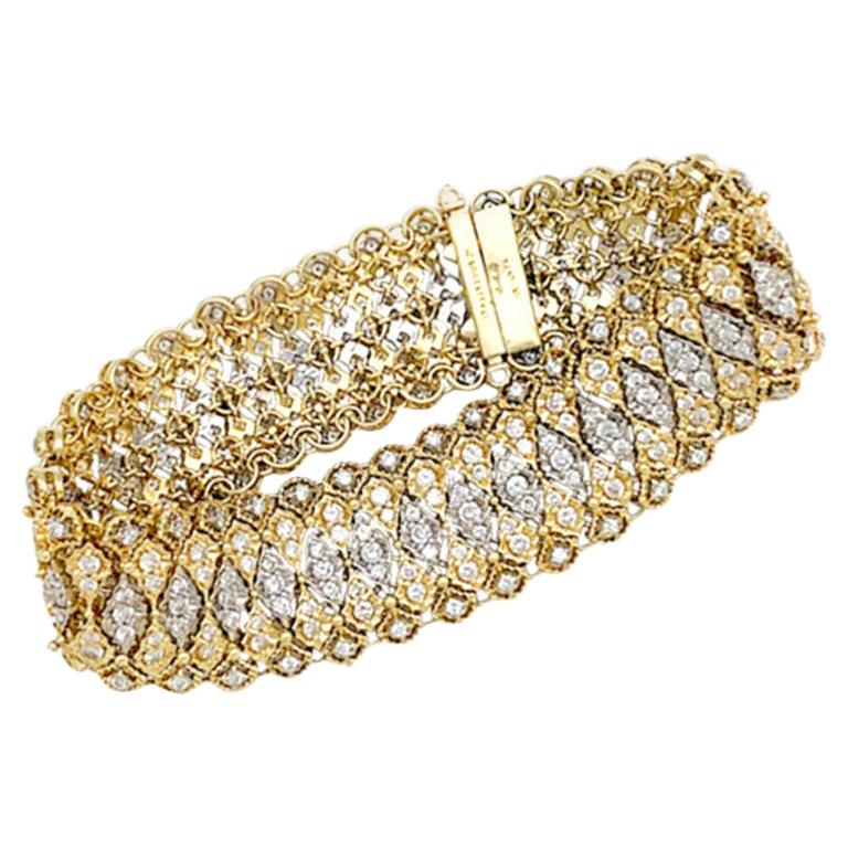 Buccellati Two Colors of Gold Bracelet All Set with Diamonds. at 1stDibs