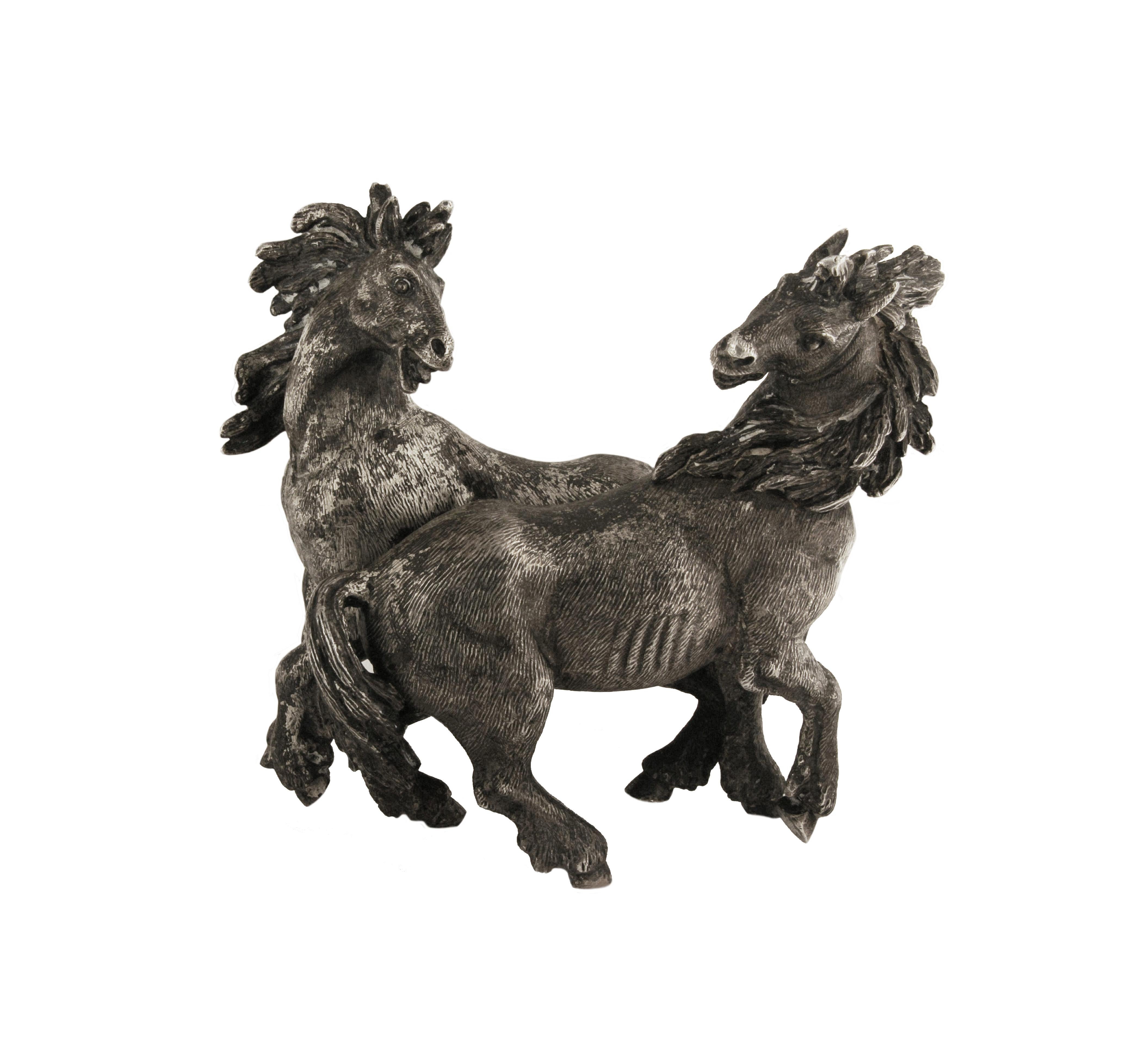 Femenino o masculino Buccellati Estatua de Plata de Dos Caballos en venta