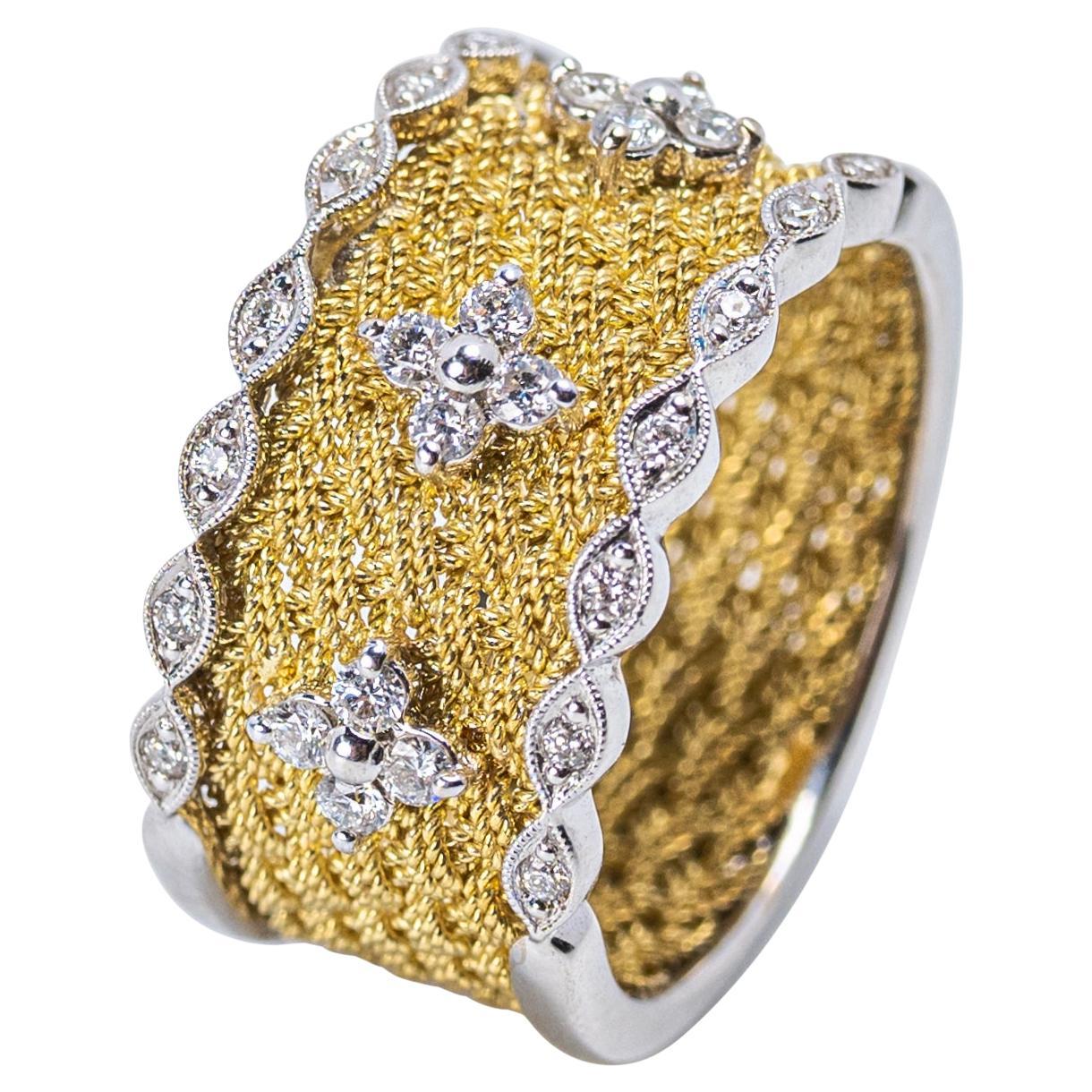 Anello a fascia bicolore in oro e diamanti di Buccellati