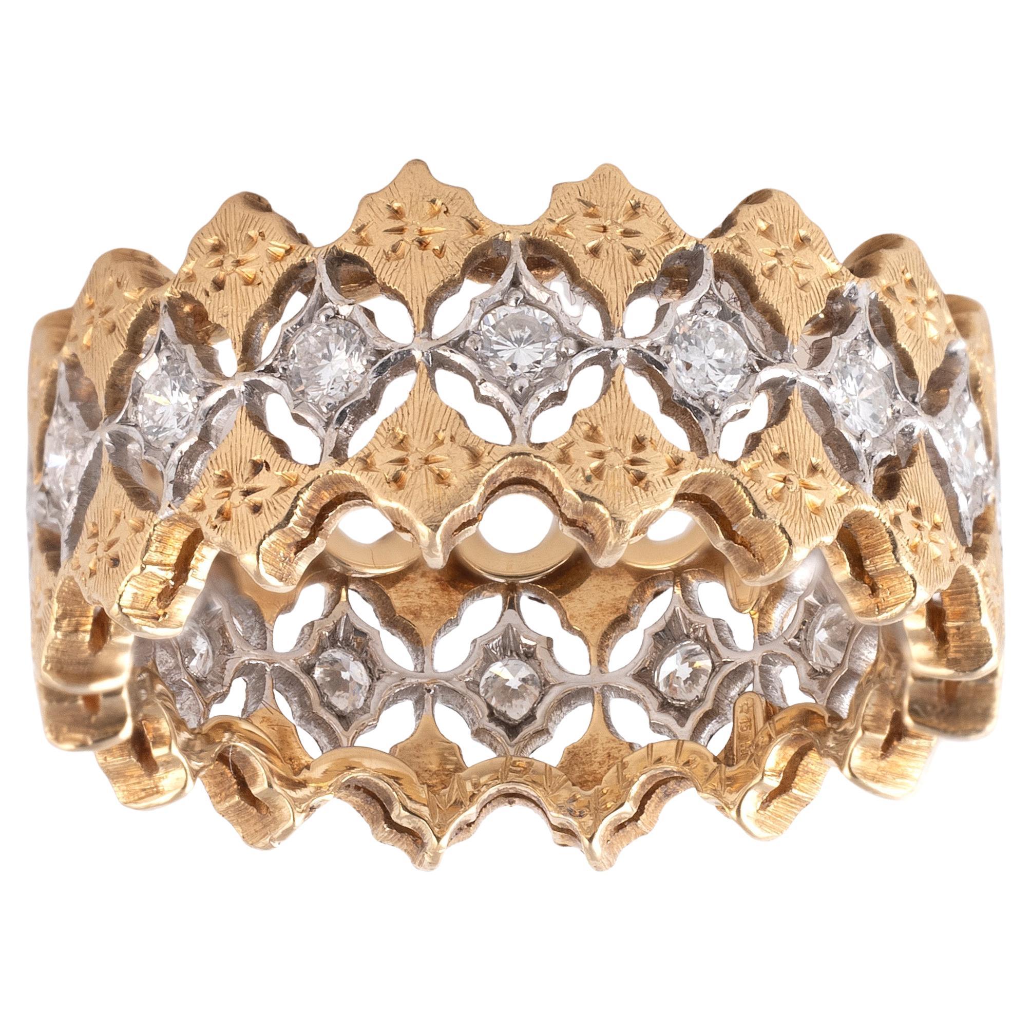 Contemporaneo Anello a fascia in oro e diamanti bicolore di Buccellati in vendita