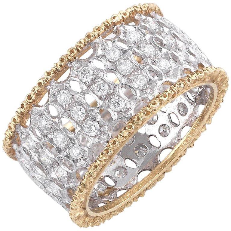 two tone gold diamond band