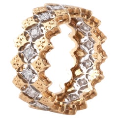 Buccellati Two-Tone Gold and Diamonds Band Ring Buccellati Two-Tone Gold and Diamonds Band Ring
