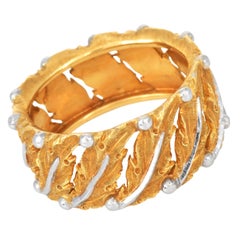 Buccellati Two-Tone Oak Leaf 18K Gold Band Ring