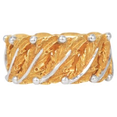 Buccellati Two-Tone Oak Leaf 18K Gold Band Ring
