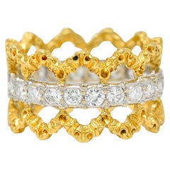 Buccellati Vintage 1::00 Karat Diamant 18 Karat Gold Italienisch Eternity Band Ring