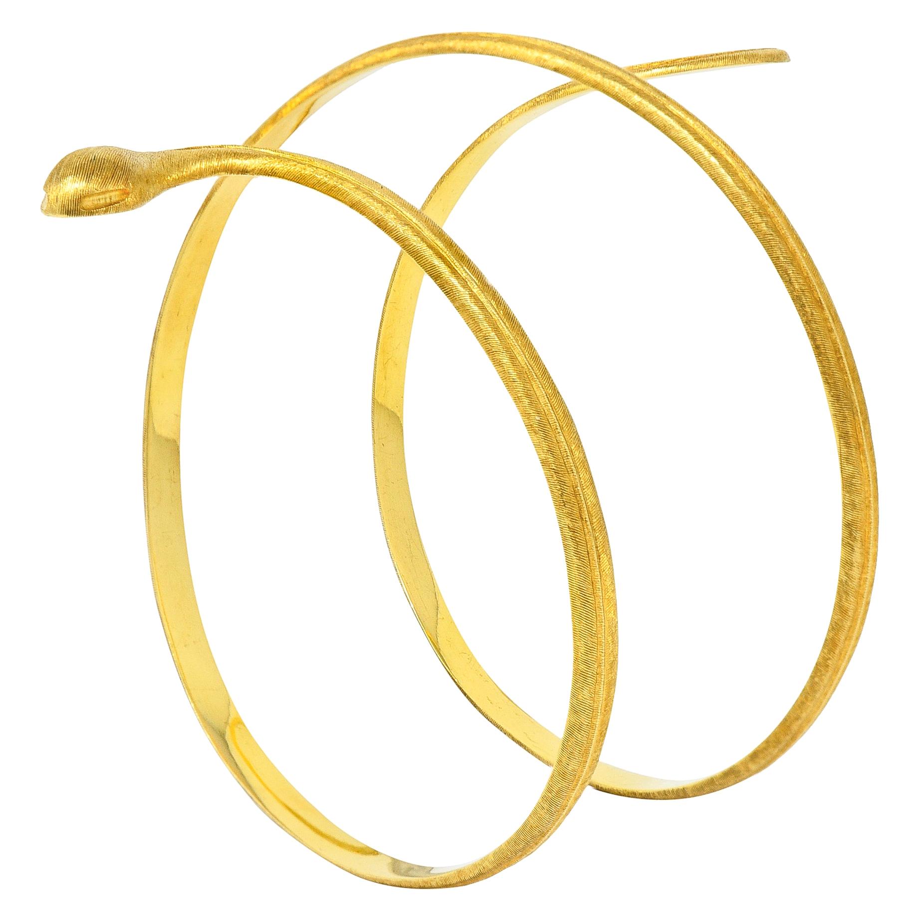 Buccellati Vintage 18 Karat Yellow Gold Coiled Snake Armband Bracelet