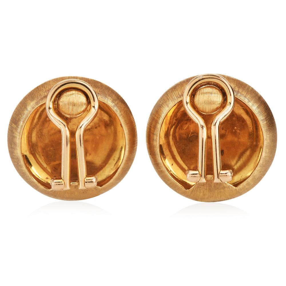 Women's Buccellati  Vintage 18K Gold  Dome Shape Large Button Earrings For Sale