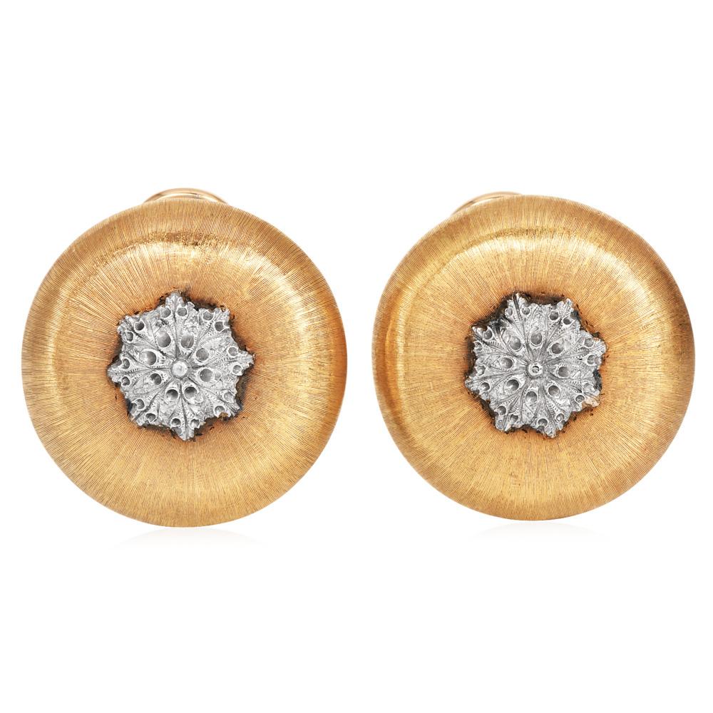 Buccellati  Vintage 18K Gold  Dome Shape Large Button Earrings