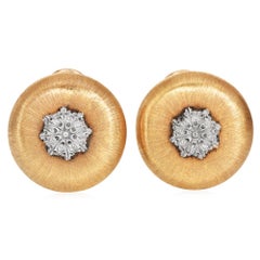 Buccellati  Vintage 18K Gold  Dome Form Großer Knopf Ohrringe