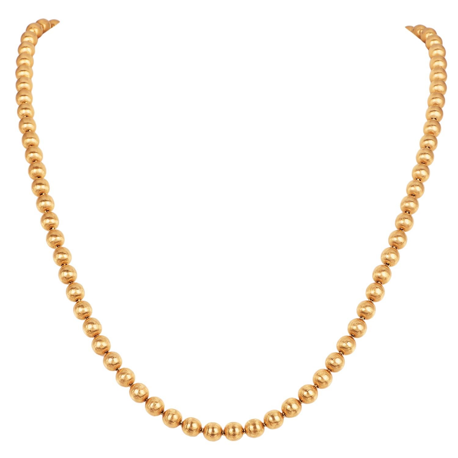 Rétro Buccellati Vintage Collier à maillons en satin d'or massif 18K Ball and Ball en vente