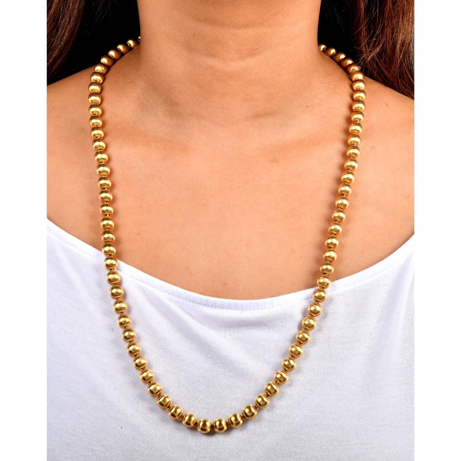 Buccellati Vintage Collier à maillons en satin d'or massif 18K Ball and Ball Excellent état - En vente à Miami, FL