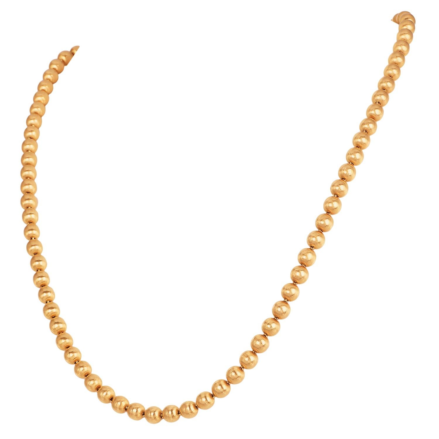 Buccellati Vintage Collier à maillons en satin d'or massif 18K Ball and Ball Unisexe en vente