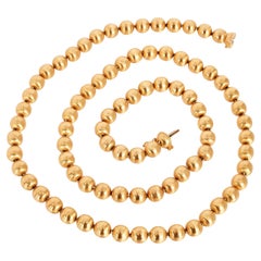 Buccellati Vintage 18K Massivgold Satin Perlen Ball Gliederhalskette