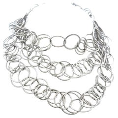 Buccellati Vintage 18K White Gold Link Necklace 110.3 Grams 38 inch