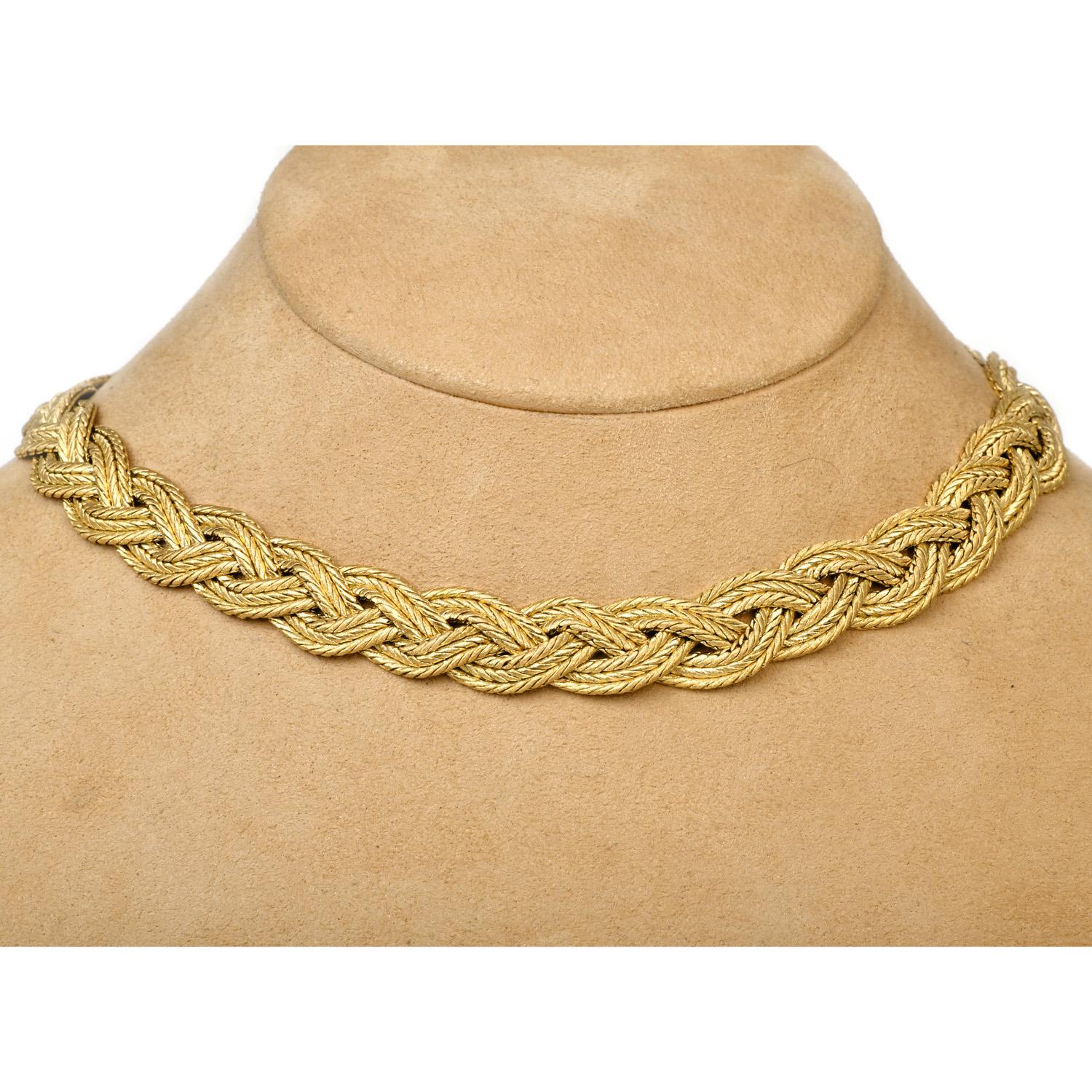 Buccellati Vintage 18K Gelbgold geflochtenes Seil Halsband Kette Halskette (Moderne) im Angebot