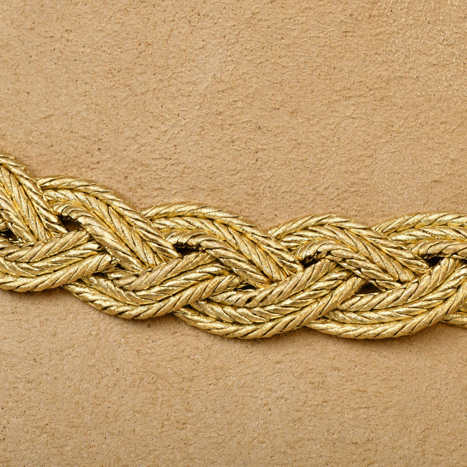 Buccellati Vintage 18K Gelbgold geflochtenes Seil Halsband Kette Halskette im Zustand „Hervorragend“ im Angebot in Miami, FL