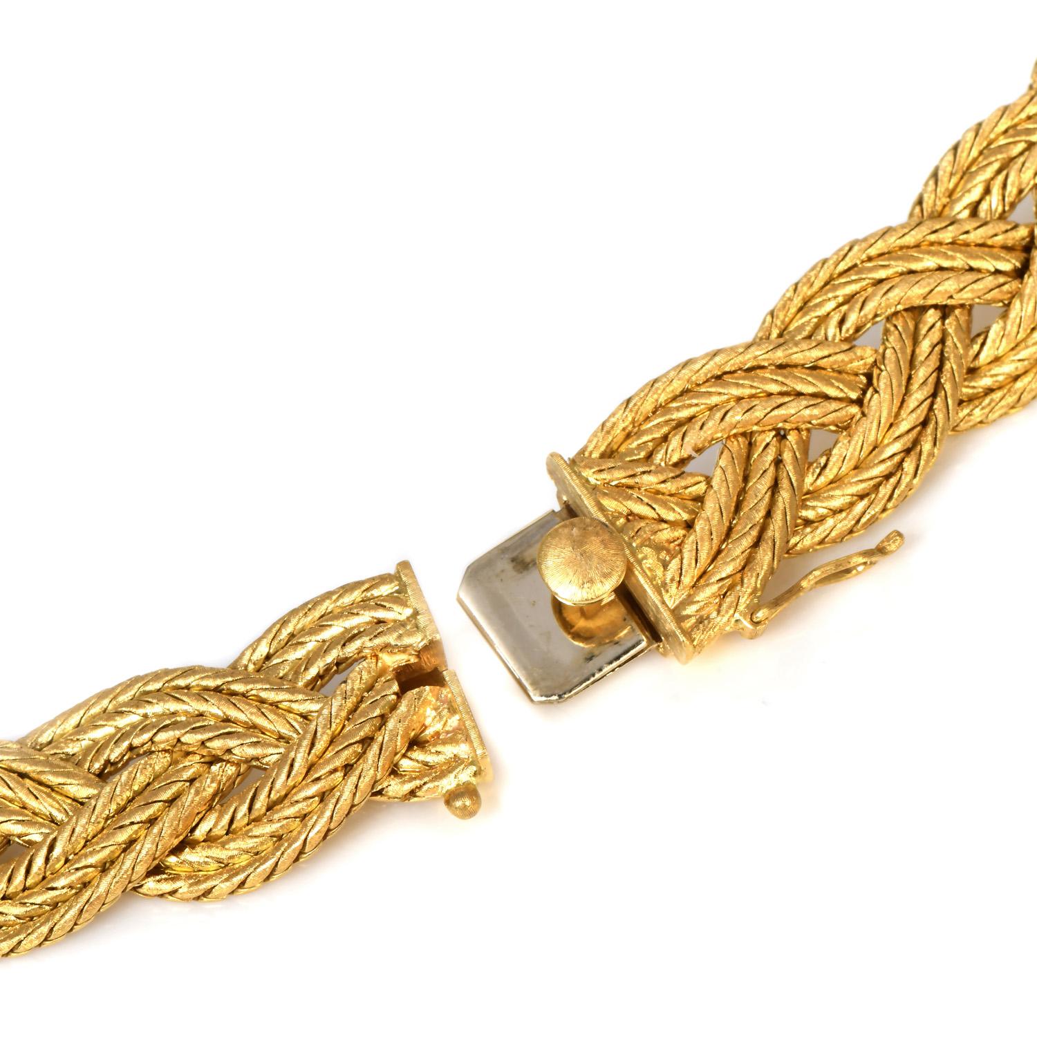Buccellati Vintage 18K Gelbgold geflochtenes Seil Halsband Kette Halskette Damen im Angebot