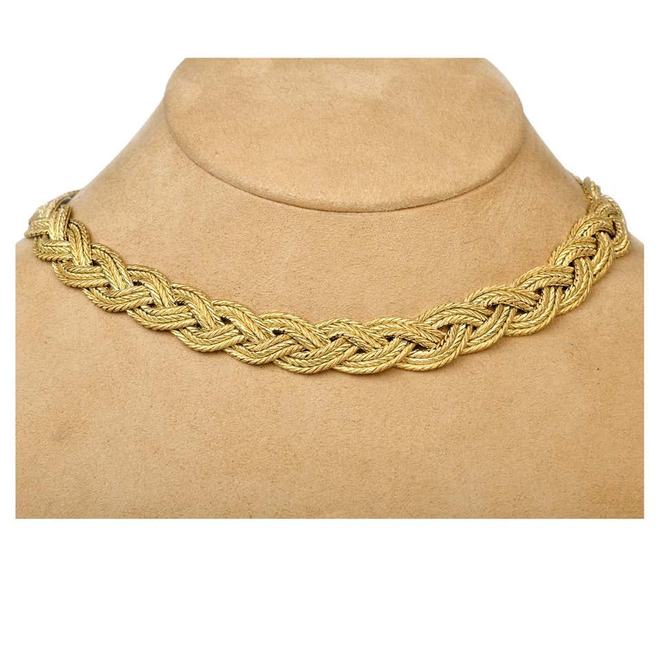 Gold Braided Rope Necklace at 1stDibs