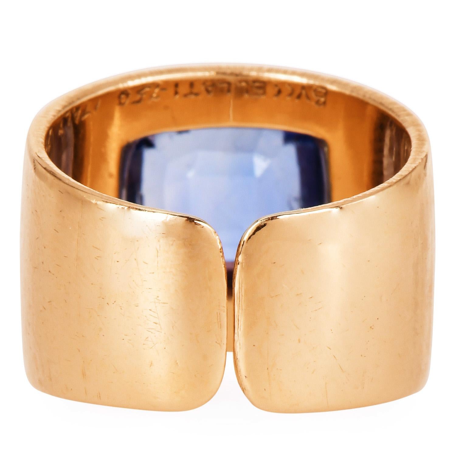 Buccellati Vintage zertifizierter 3,50 Karat Ceylon Saphir 18K Gold Ring 2
