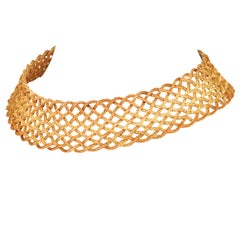 Buccellati Vintage Crepe de Chine 18K Gold Woven Choker Necklace