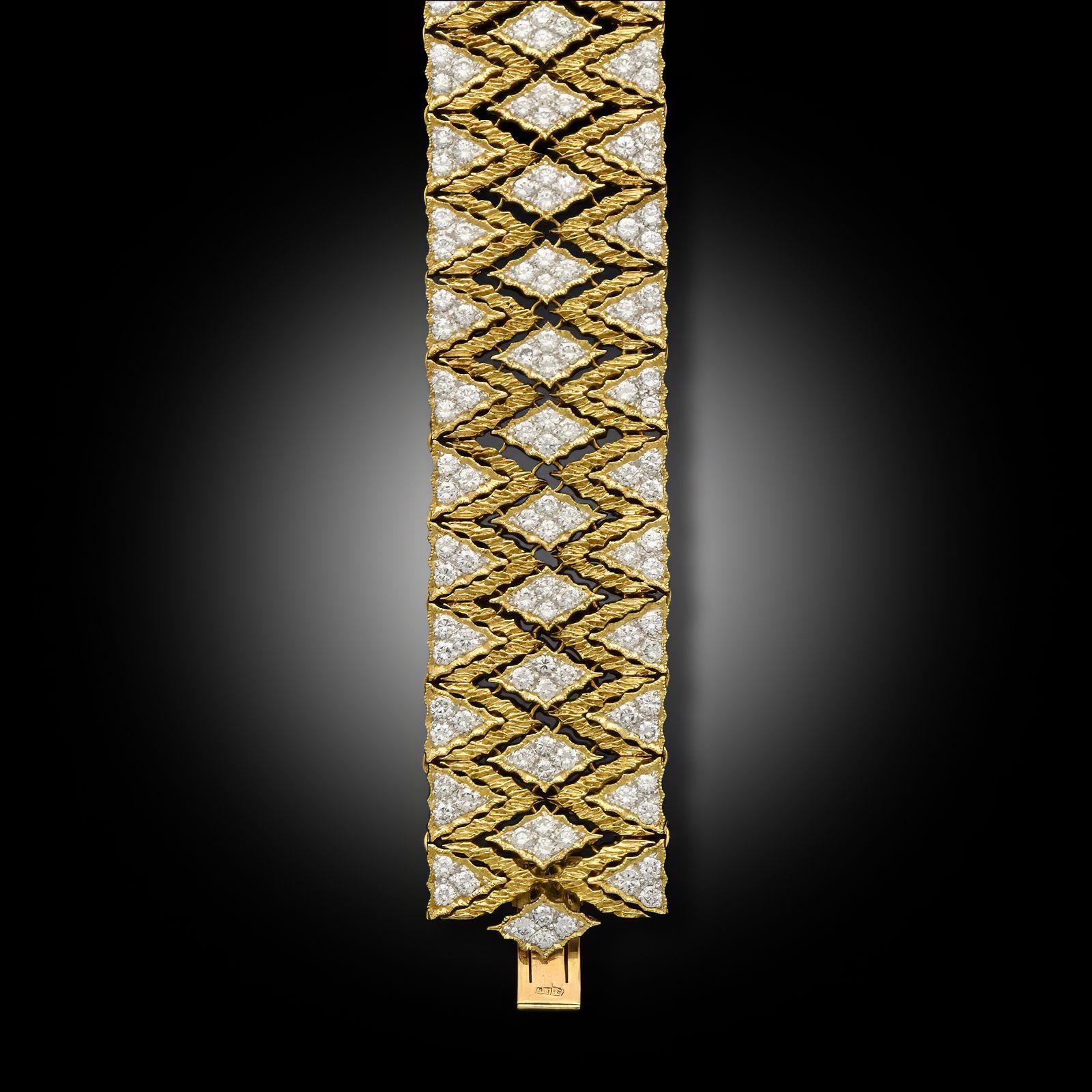 Buccellati Vintage Diamond & 18ct Yellow Gold Bracelet circa 1960 In Good Condition For Sale In London, GB