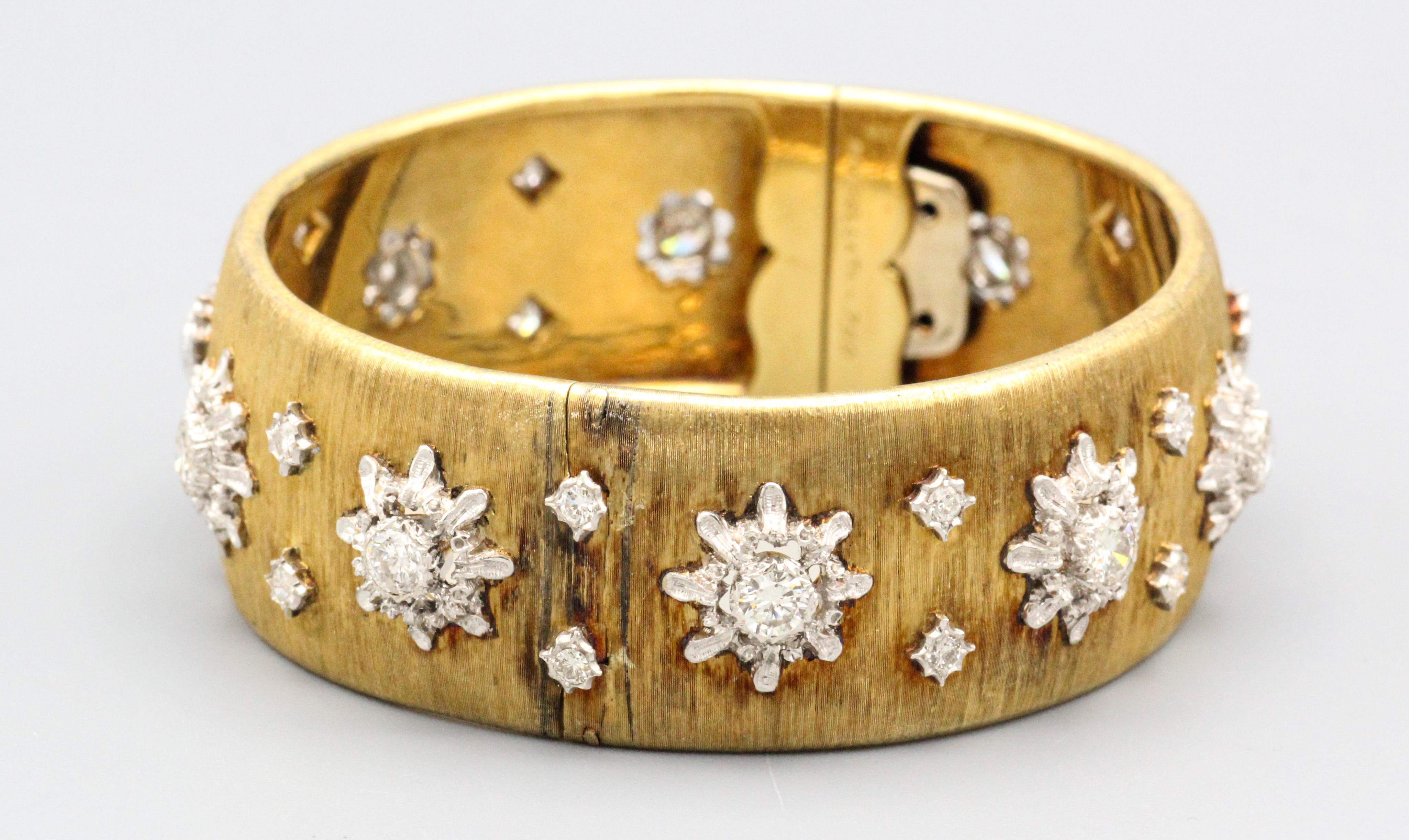 Buccellati, bracelet jonc vintage en or 18 carats et diamants Pour femmes en vente