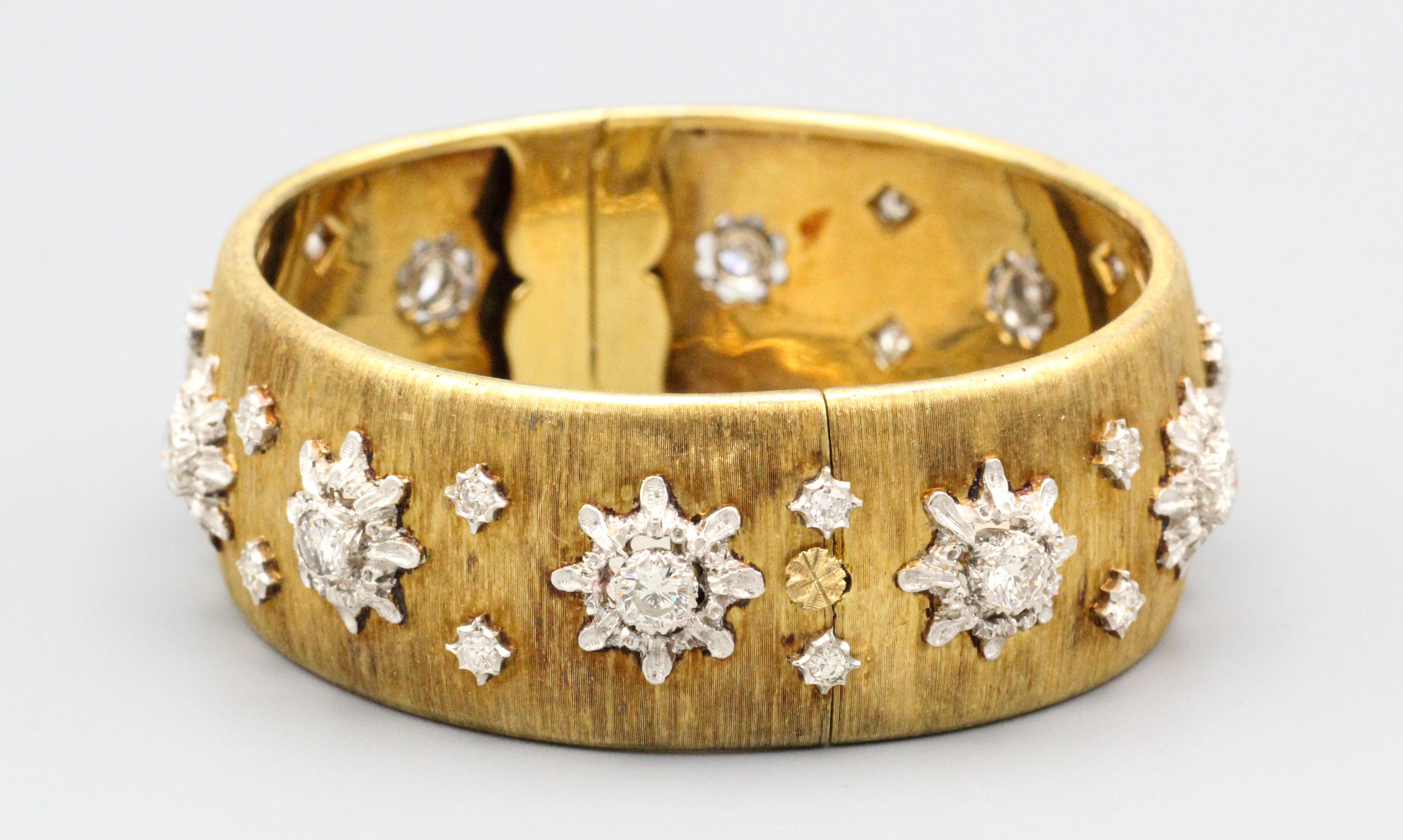 Buccellati, bracelet jonc vintage en or 18 carats et diamants en vente 2