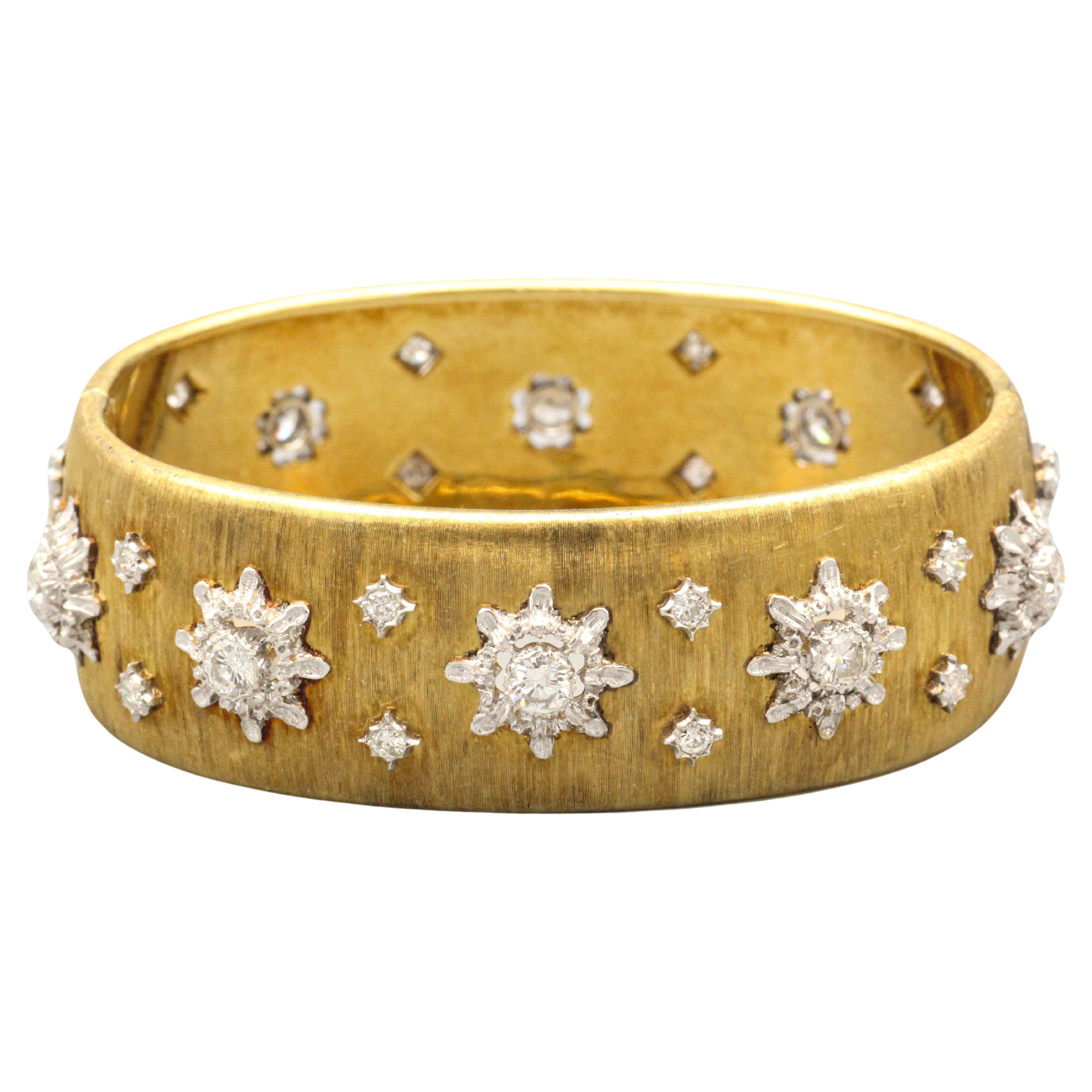 Buccellati Vintage Diamond 18k Gold Bangle Bracelet