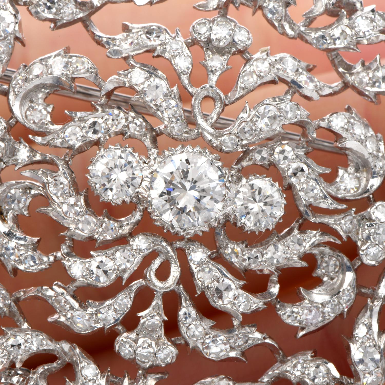 Buccellati Vintage Diamond Platinum Filigree Brooch and Pendant 2