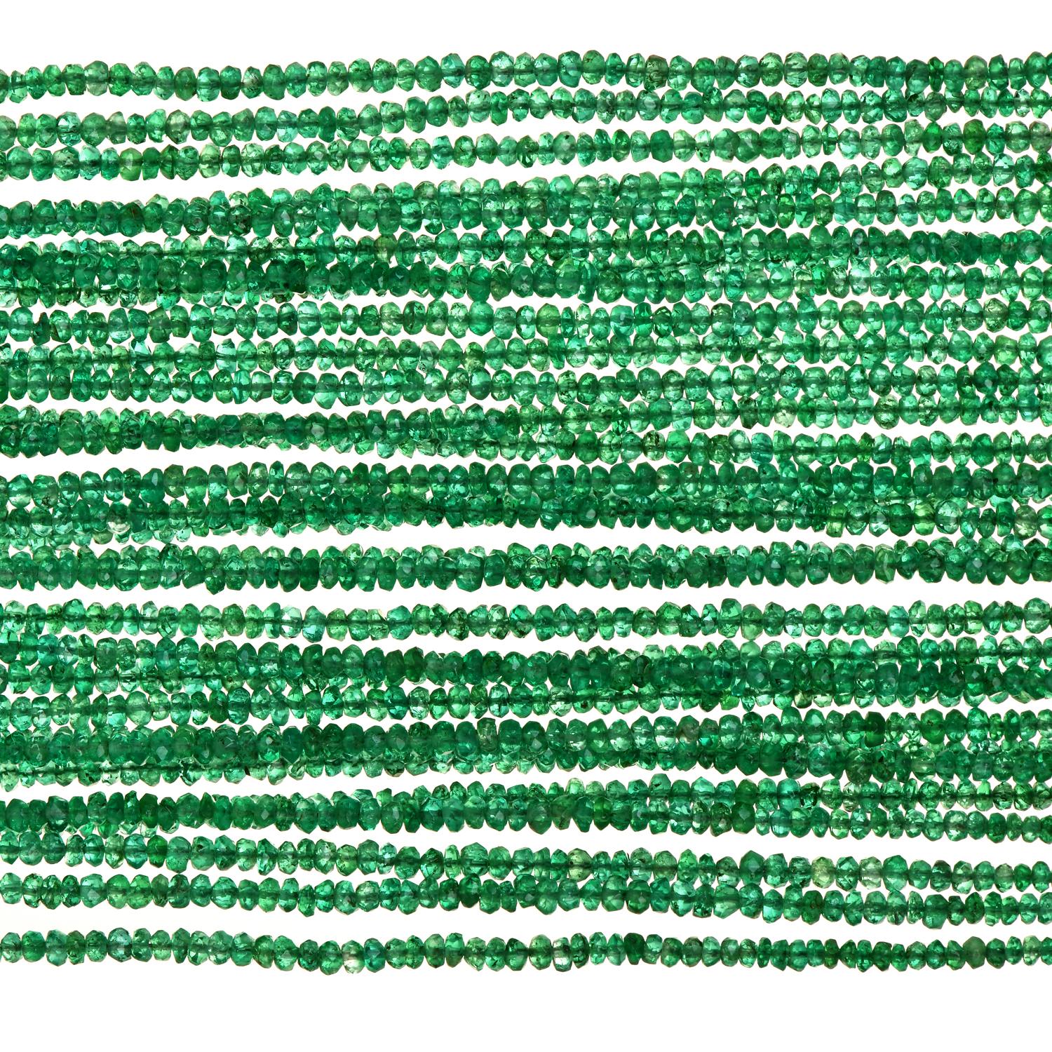 Buccellati Vintage Emerald Diamond 18K Gold Clasp Multi Strand Necklace In Excellent Condition In Miami, FL