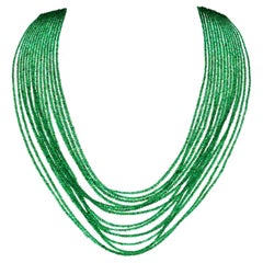 Buccellati Vintage Emerald Diamond 18K Gold Clasp Multi Strand Necklace