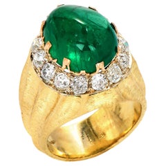 Buccellati Vintage Emerald Diamond 18k Gold Cocktail Ring
