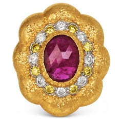 Buccellati Vintage GIA Ruby Diamond 18K Gold Cocktail Ring