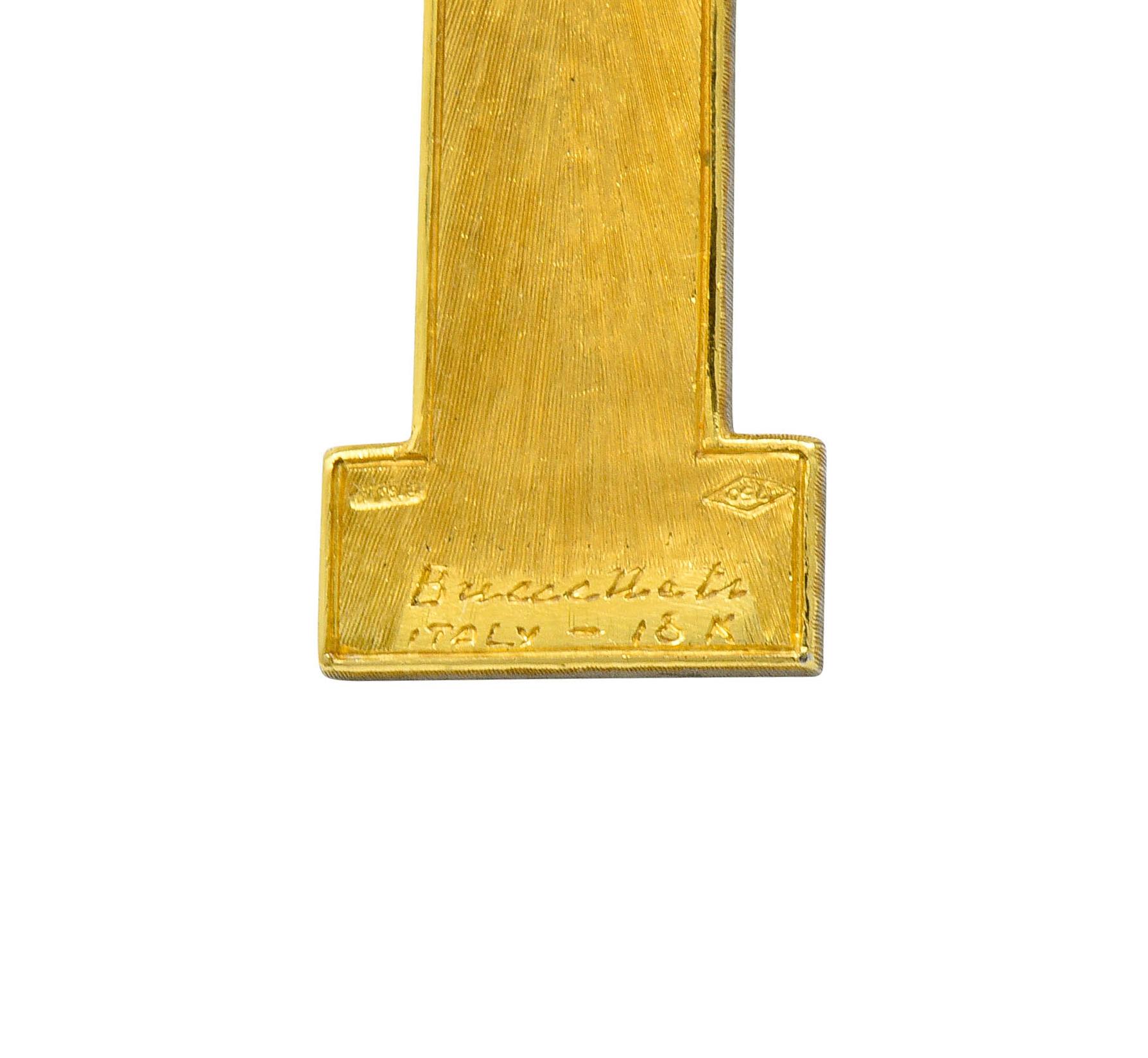 Buccellati Vintage Italian Platinum 18 Karat Gold Cross Pendant Necklace In Excellent Condition In Philadelphia, PA