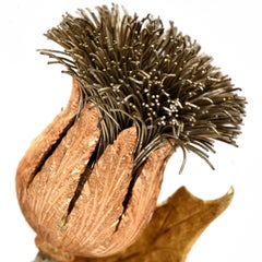 Buccellati Vintage Large Thistle Flower 18k Gold Silver Tulipa Brooch Pin