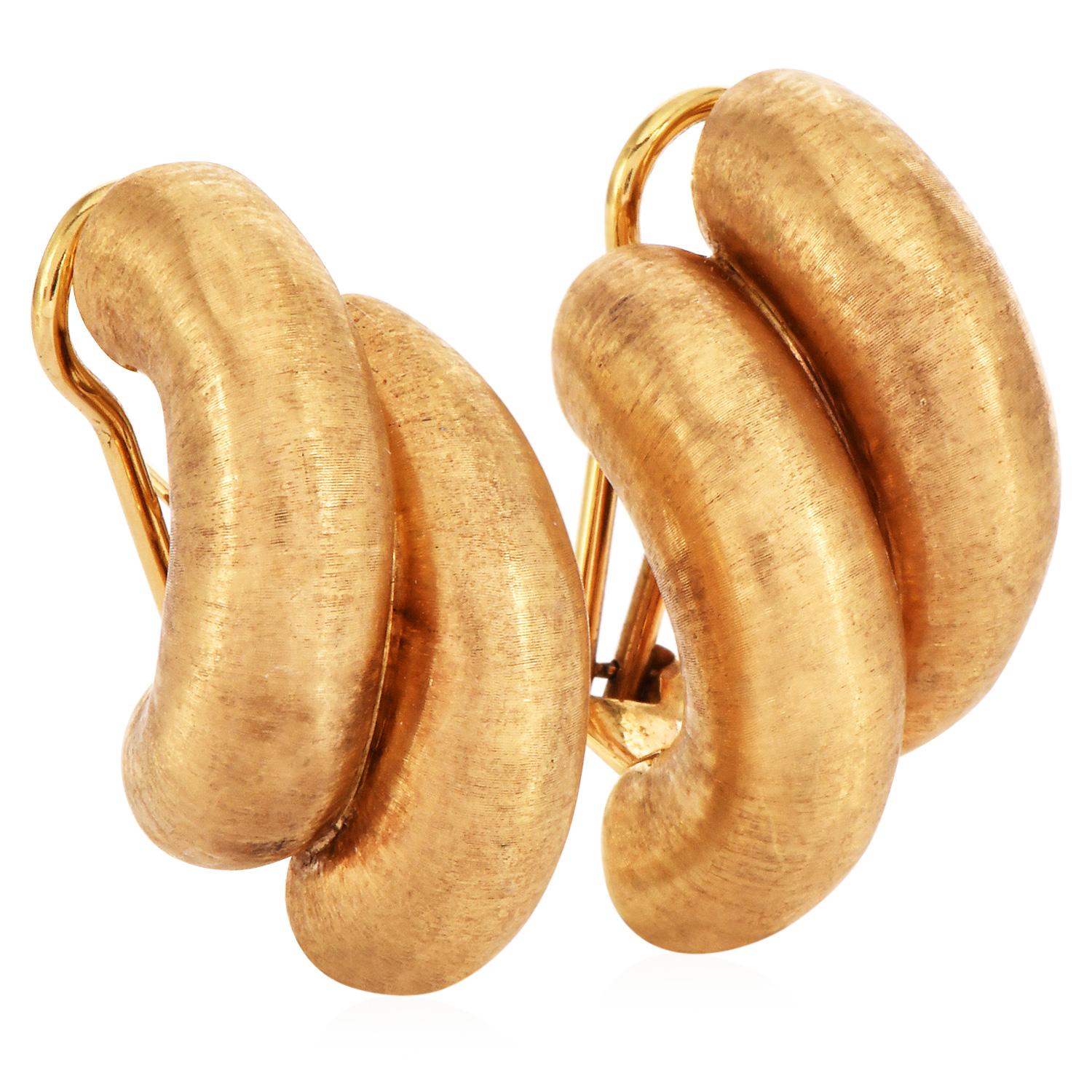 Women's Buccellati Vintage San Marco 18k Yellow Gold Clip-on Earrings For Sale