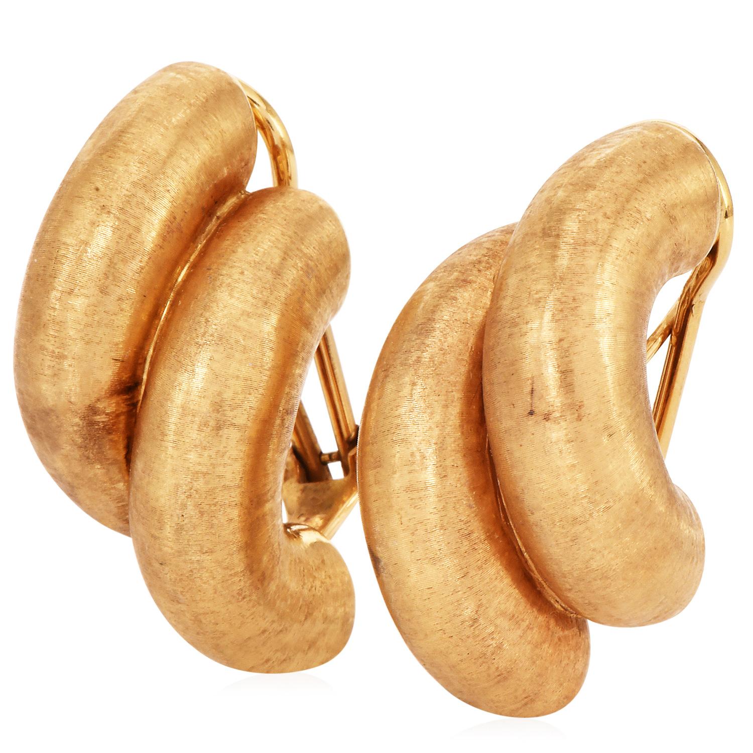 Buccellati Vintage San Marco 18k Yellow Gold Clip-on Earrings For Sale 4