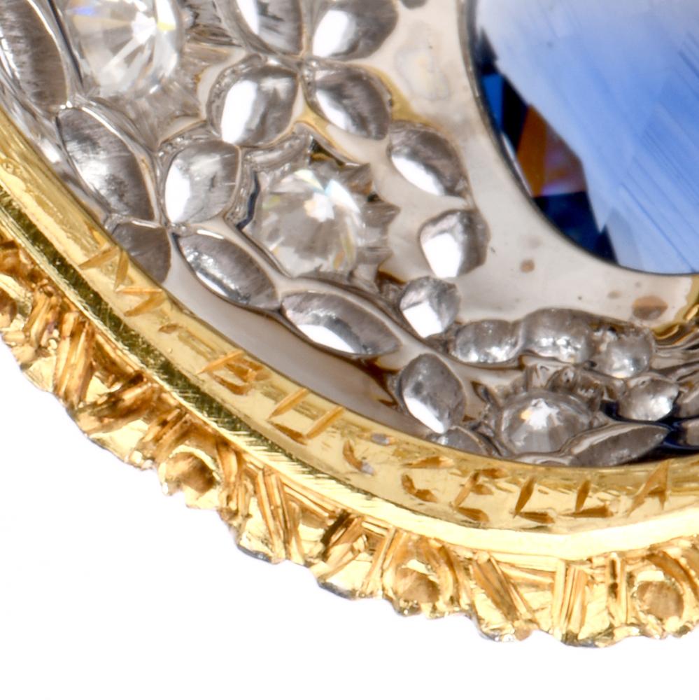 Women's or Men's Buccellati Vintage Sapphire Diamond Gold Cocktail Ring
