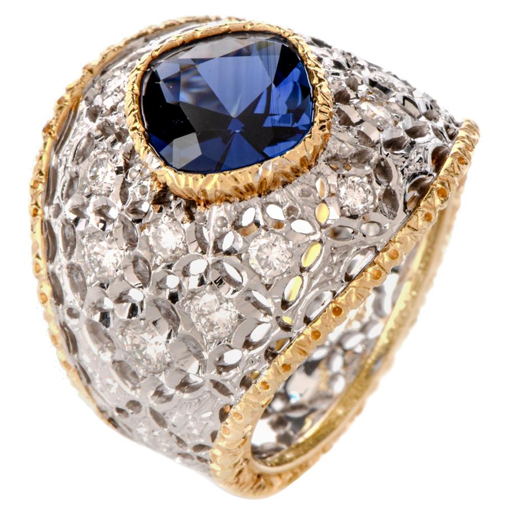 Buccellati Vintage Sapphire Diamond Gold Cocktail Ring
