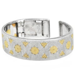 Buccellati Vintage Silver & 18K Yellow Gold Hinged Cuff Bracelet