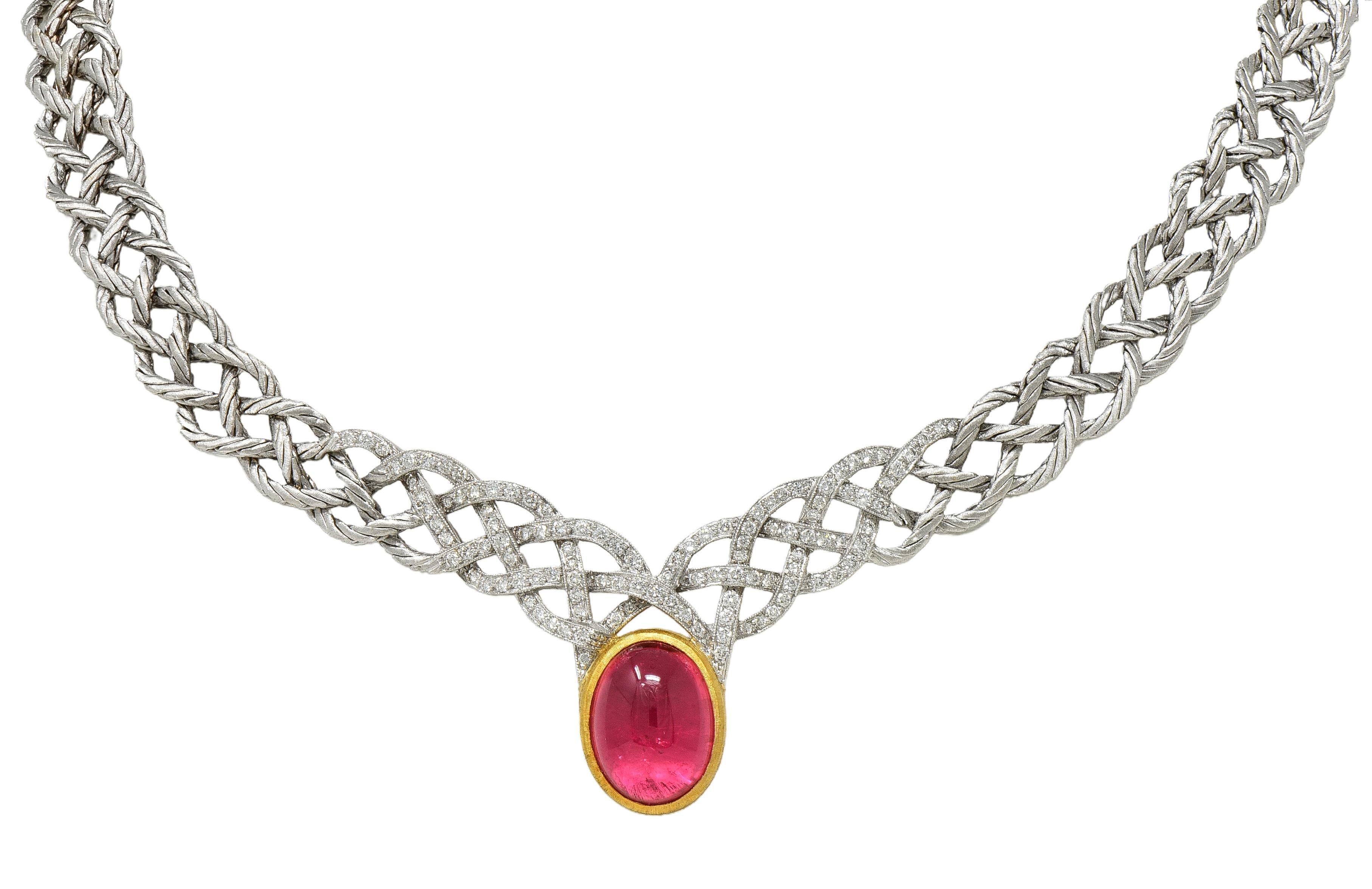 Buccellati Vintage Turmalin Diamant 18 Karat Gold Étoilée Halsband Halskette im Angebot 4