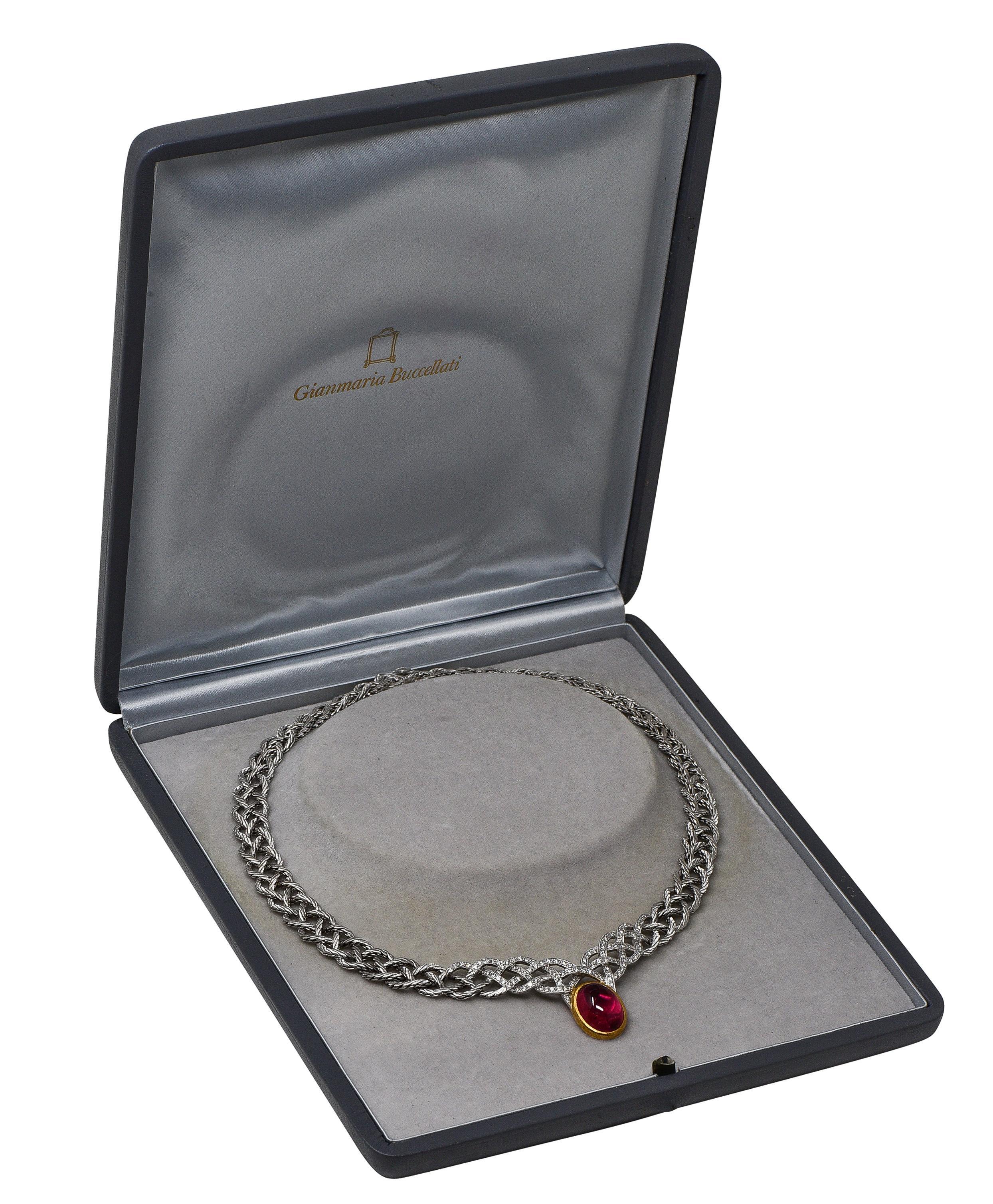 Buccellati Vintage Turmalin Diamant 18 Karat Gold Étoilée Halsband Halskette (Moderne) im Angebot