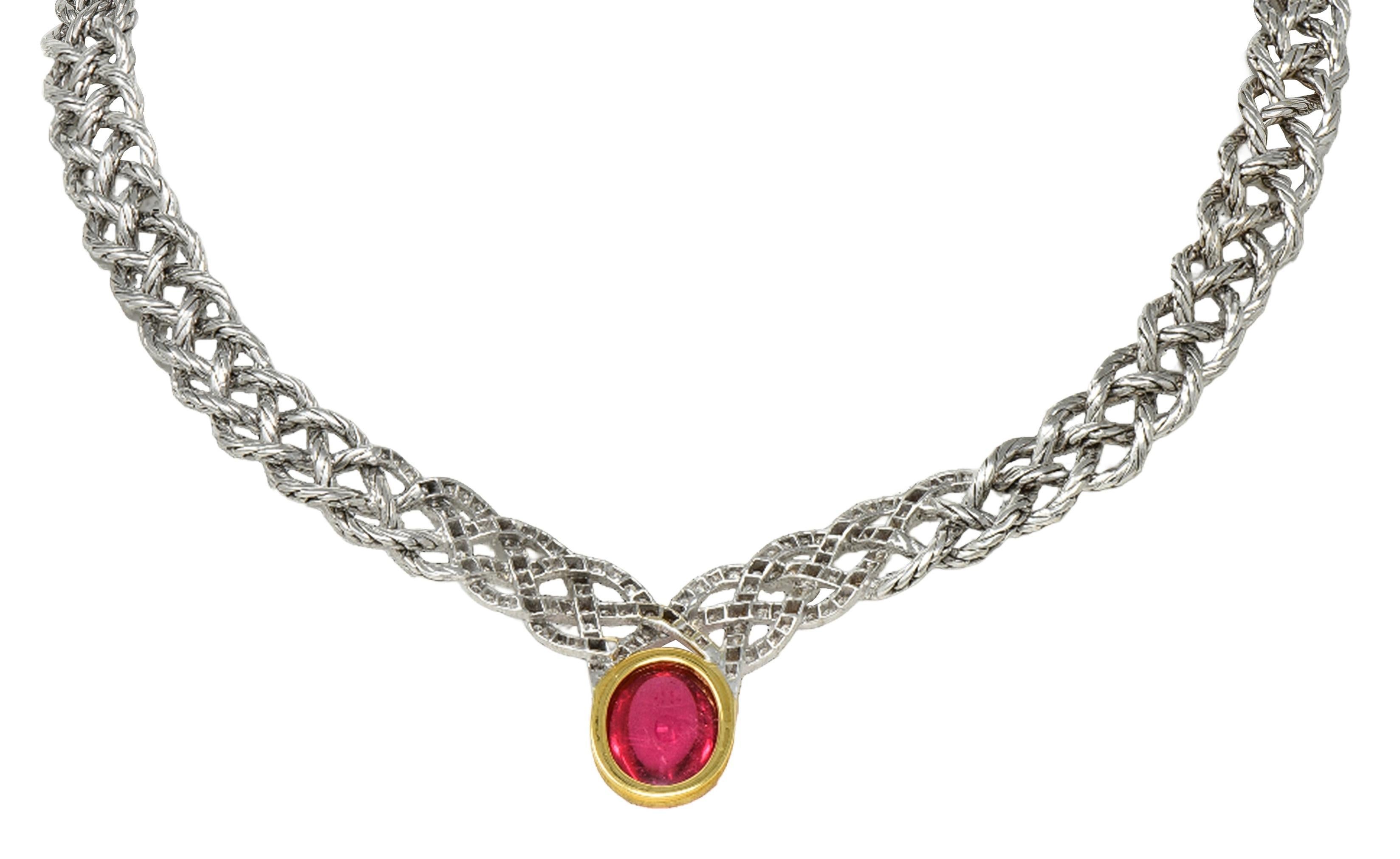 Buccellati Vintage Turmalin Diamant 18 Karat Gold Étoilée Halsband Halskette im Zustand „Hervorragend“ im Angebot in Philadelphia, PA