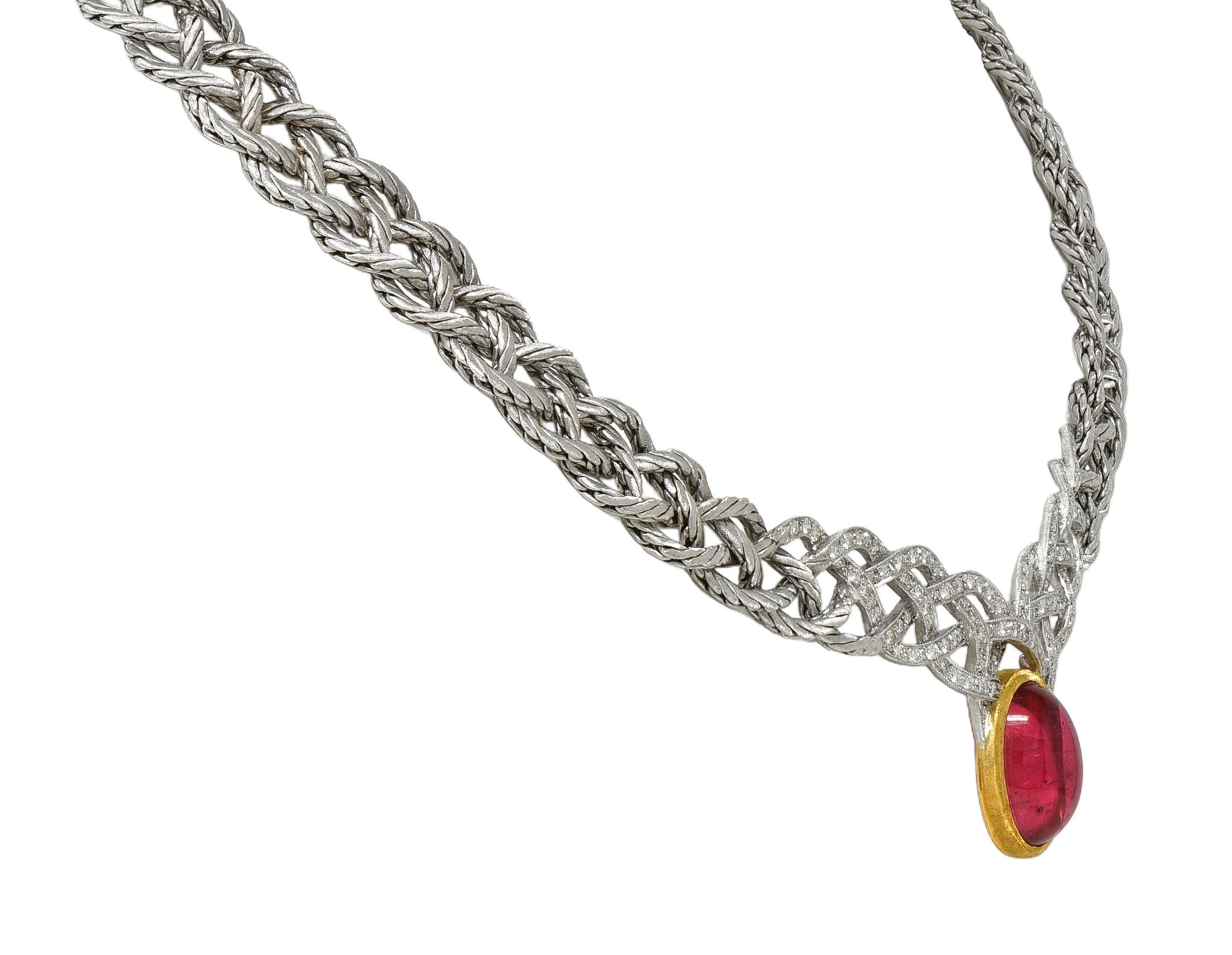 Buccellati Vintage Turmalin Diamant 18 Karat Gold Étoilée Halsband Halskette Damen im Angebot