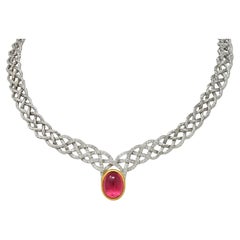 Buccellati Vintage Turmalin Diamant 18 Karat Gold Étoilée Halsband Halskette