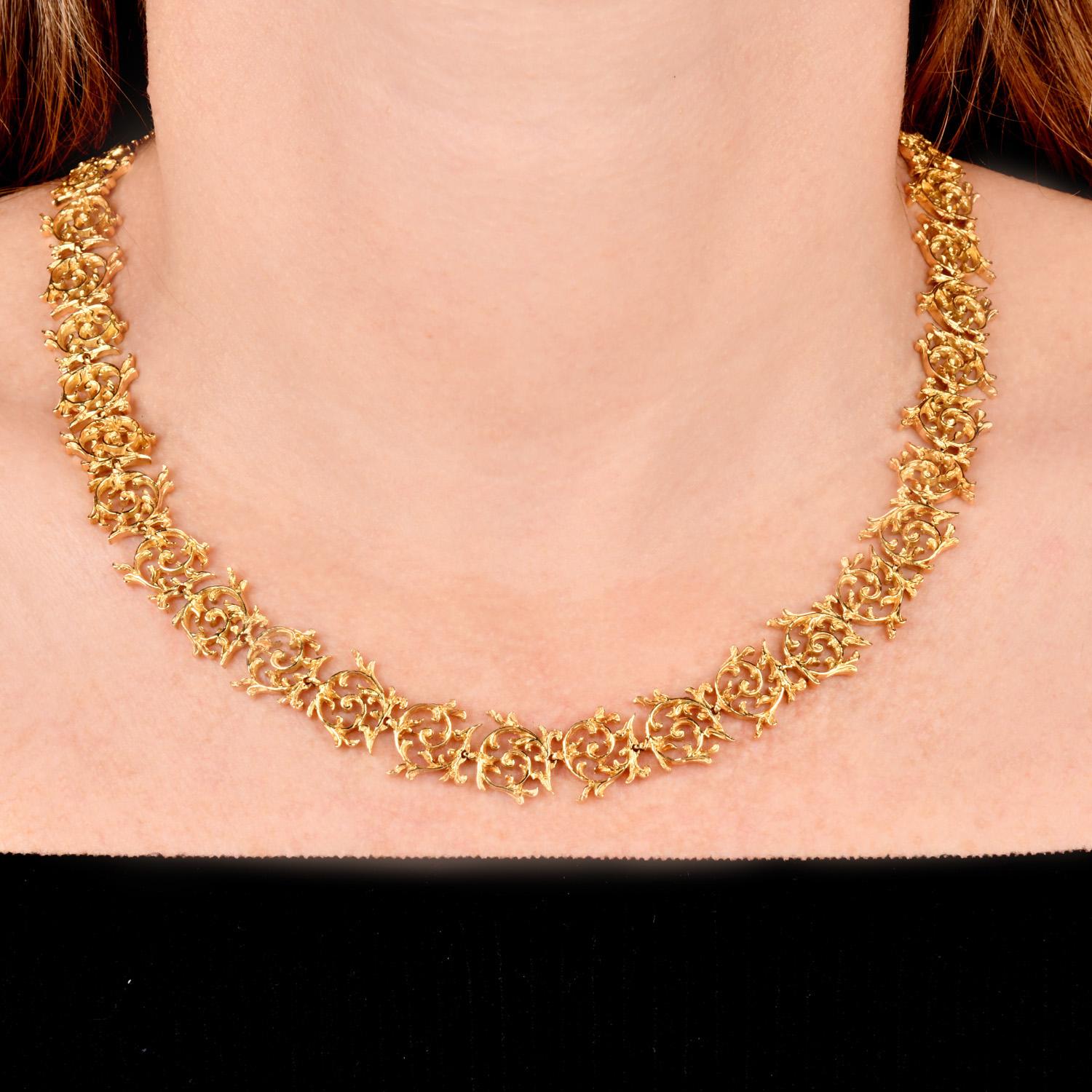Collana girocollo vintage con trama in oro 18 carati di Buccellati in vendita 7