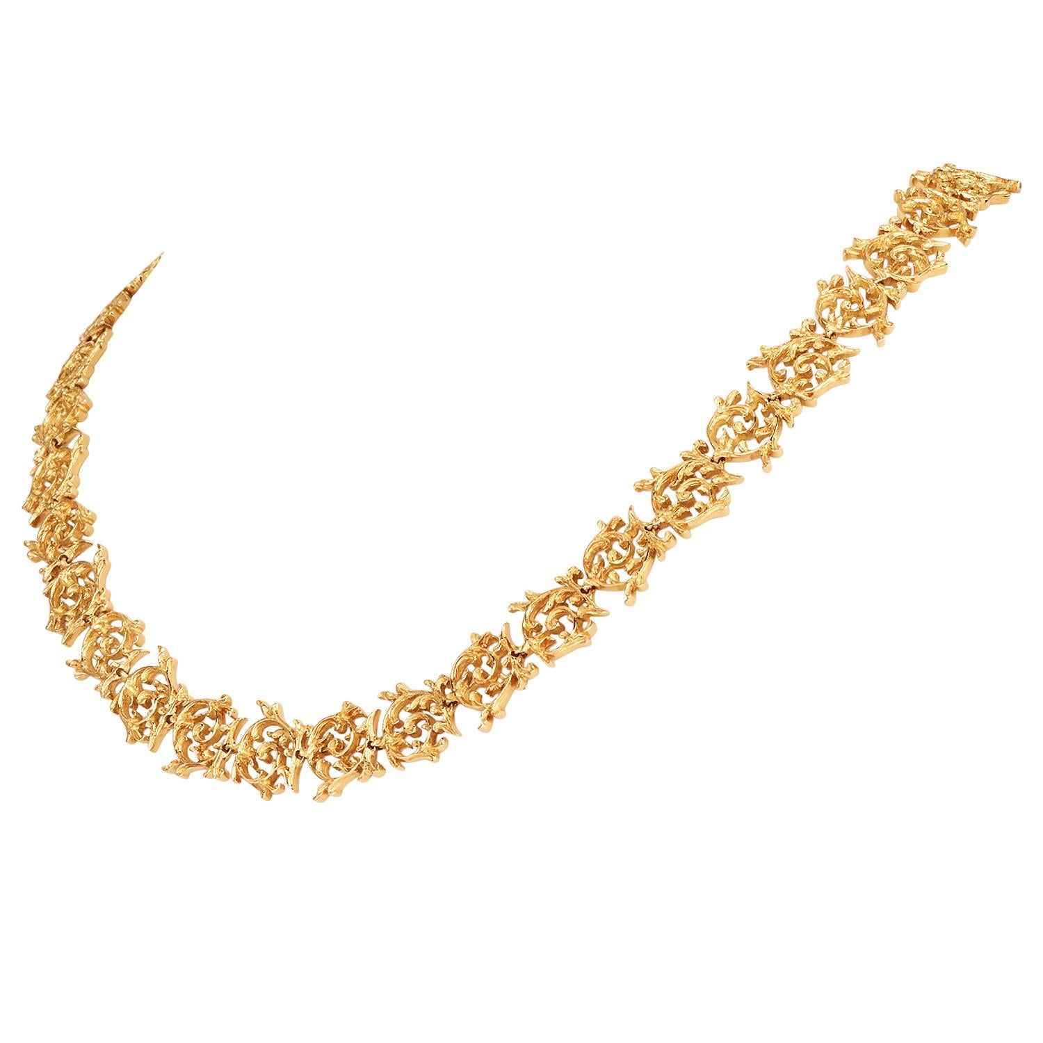 Donna Collana girocollo vintage con trama in oro 18 carati di Buccellati in vendita